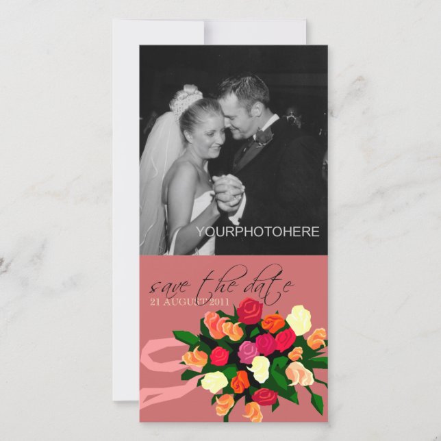 Reserva La Fecha Boda Bouquet Photo Save the Date Cards (Anverso)