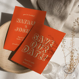 Reserva La Fecha Boda brillante audaz retro a mano