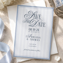 Boda Caligrafía Dinero Antiguo Rayado Azul Claro