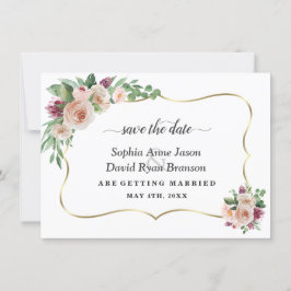 Reserva La Fecha Boda Caligrafía Flores Champán Rubor Encanto