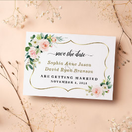 Reserva La Fecha Boda Caligrafía Flores Marfil Rubor Encantador