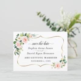 Reserva La Fecha Boda Caligrafía Flores Marfil Rubor Romántico
