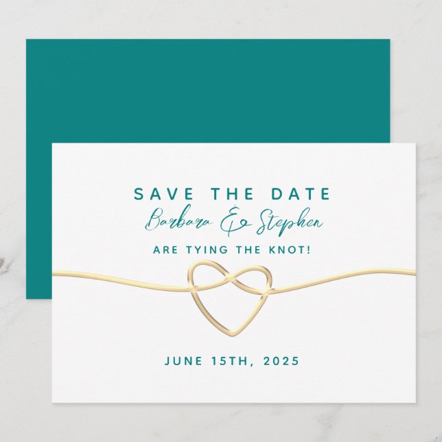 Reserva La Fecha Boda Caligrafía Verde Azul (Anverso / Reverso)