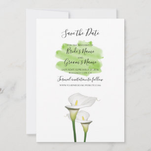 Reserva La Fecha Boda Calla Lilies Watercolor Blanco