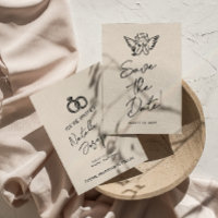 Boda Caprichosa Cupido Retro Dibujado a Mano
