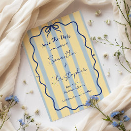 Reserva La Fecha Boda caprichosa de azul polvoriento y amarillo