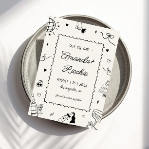Reserva La Fecha Boda Caprichosa de Dibujos Animados Retro Divertid