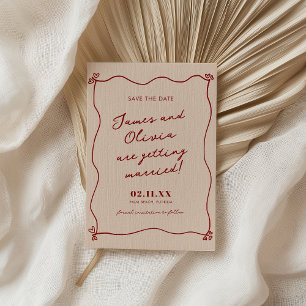 Reserva La Fecha Boda Caprichosa y Extravagante Dibujada a Mano en 