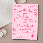 Reserva La Fecha Boda caprichoso y caprichoso de mano caliente<br><div class="desc">Fije el tono de su boda con esta caprichosa mano dibujada a mano guardar la tarjeta de foto de fecha! Con detalles delicados y artísticos y una foto personalizada, este diseño combina con gusto creatividad y encanto. La tipografía suave y elegante realza el tema romántico, mientras que los detalles del...</div>