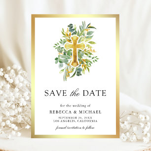 Reserva La Fecha Boda católica Greenery Gold