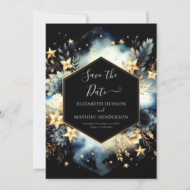 Reserva La Fecha Boda celeste Minimalista caprichoso (Anverso)