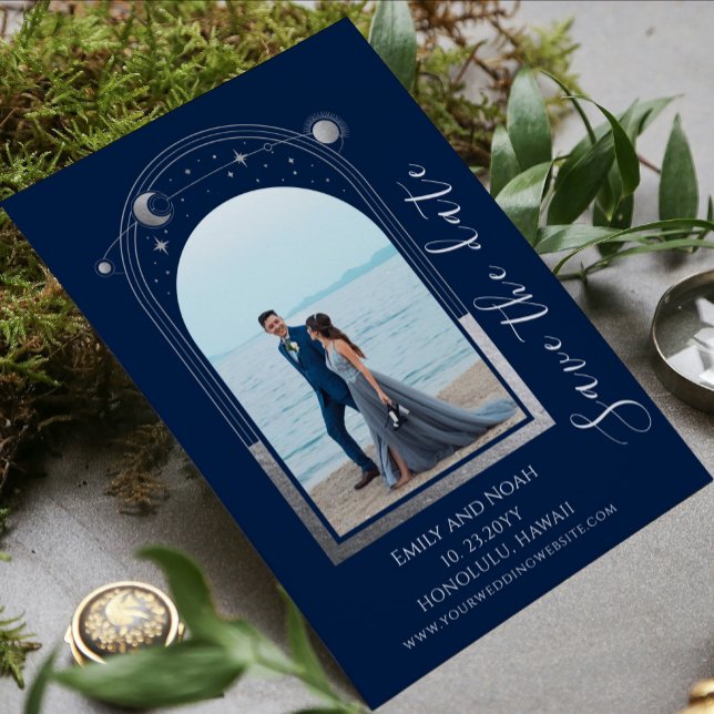 Reserva La Fecha Boda Celestial Azul Místico Plateado (Subido por el creador)