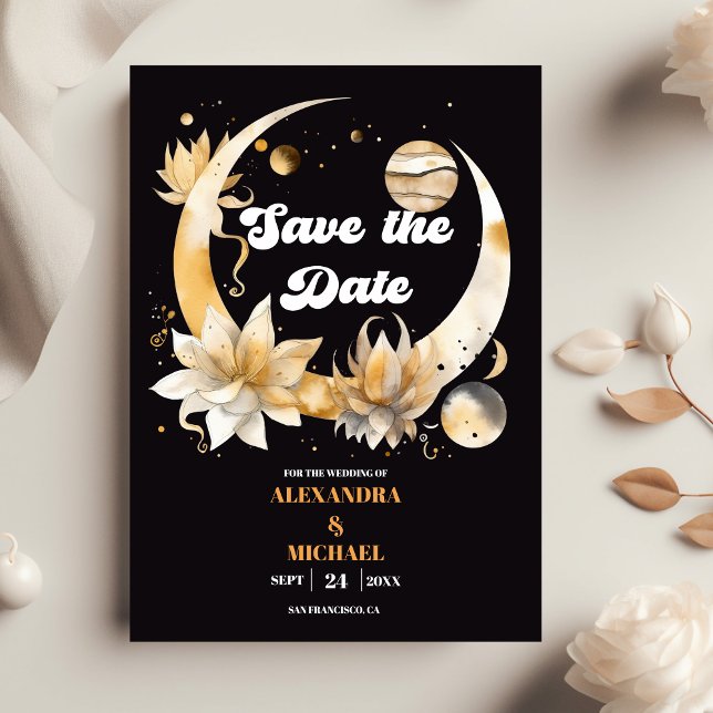 Reserva La Fecha Boda Celestial de Oro Negro Místico (Subido por el creador)