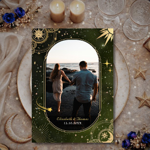 Reserva La Fecha Boda Celestial Estrella Fugaz Verde Oliva