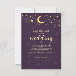 Reserva La Fecha Boda Celestial Estrellas Profundas Purpura Luna