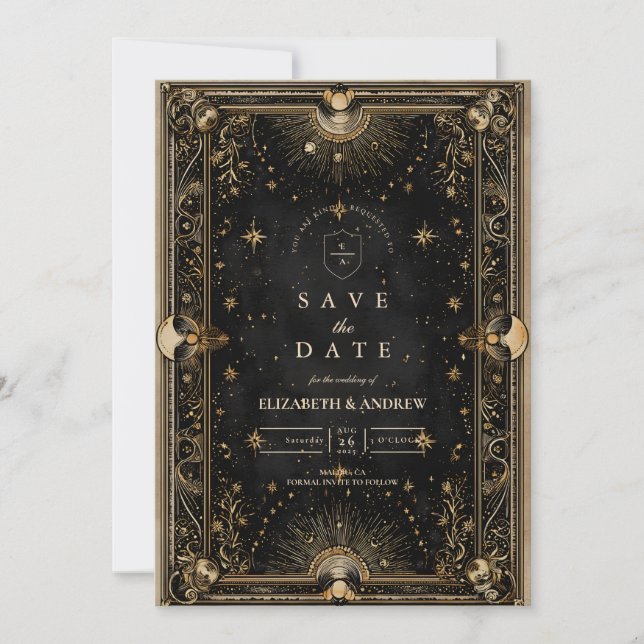 Reserva La Fecha Boda Celestial Luxe de Medianoche (Anverso)