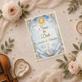 Reserva La Fecha Boda Celestial Sol Luna Etéreo