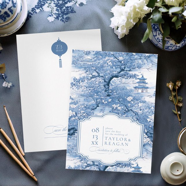 Reserva La Fecha Boda Chinoiserie de inspiración porcelana ID1094 (Subido por el creador)