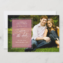 Boda clásica de escritura elegante en blanco y ros