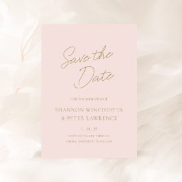 Reserva La Fecha Boda Clásica Elegante de Rosa y Oro