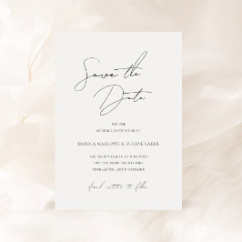 Reserva La Fecha Boda clásica elegante en blanco y negro