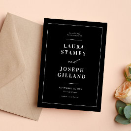 Reserva La Fecha Boda Clásica Elegante en Blanco y Negro