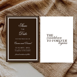 Reserva La Fecha Boda Clásica Elegante Minimalista de Color Marrón