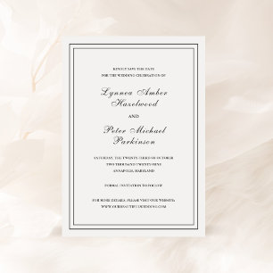 Reserva La Fecha Boda clásica en blanco y negro elegante