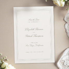 Reserva La Fecha Boda Clásica Moderna Elegante Formal Triple Ecru