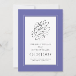 Reserva La Fecha Boda Compromiso Chic Elegante Tendencia Periwinkle