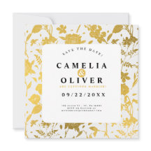 Boda/Compromiso De Floral Dorada Salven La Fecha