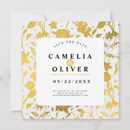 Reserva La Fecha Boda/Compromiso De Floral Dorada Salven La Fecha