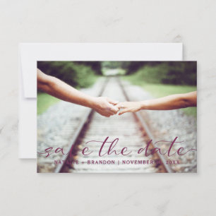 Reserva La Fecha Boda con caligrafía Chic Blooming Foto personaliza