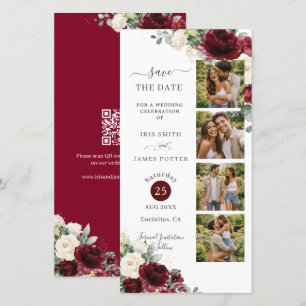 Reserva La Fecha Boda con código QR de cabina de fotos floral blanc