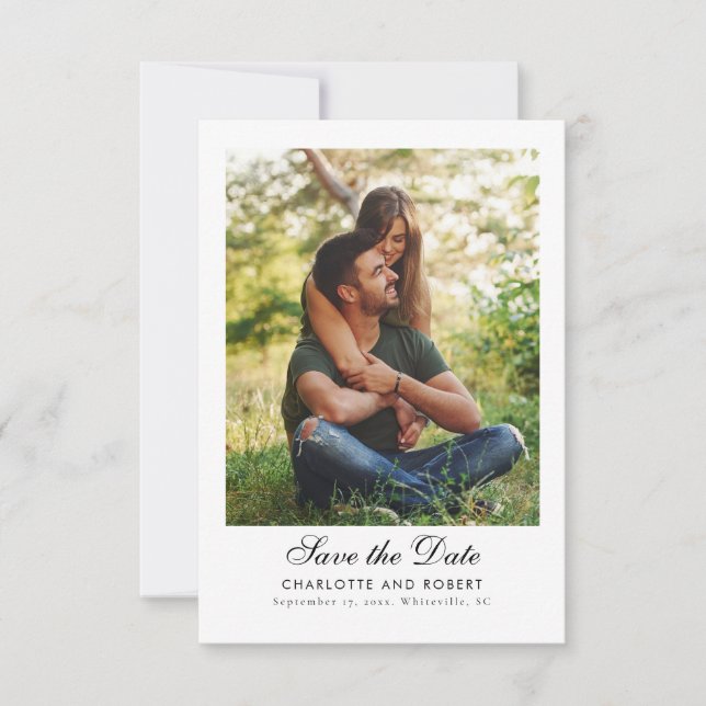 Reserva La Fecha Boda con código QR de foto moderna (Anverso)