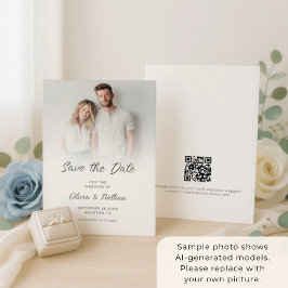 Reserva La Fecha Boda con código QR de superposición de foto minima