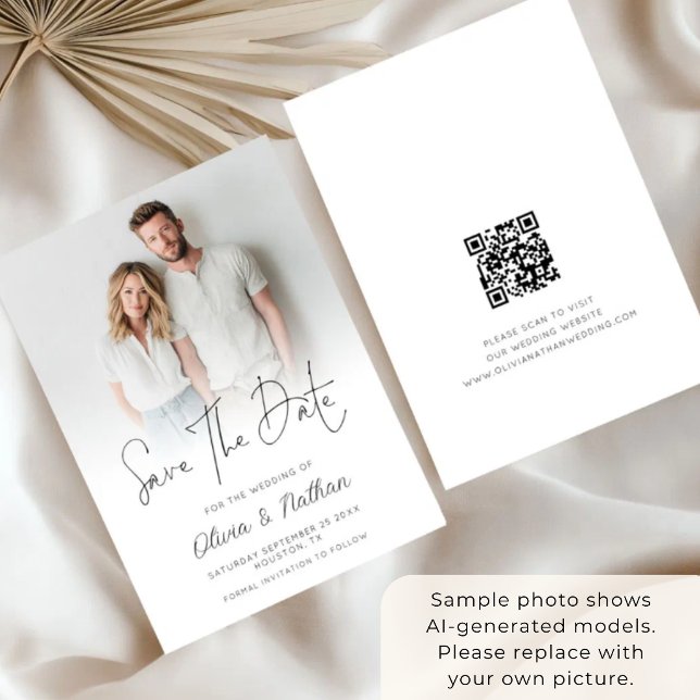 Reserva La Fecha Boda con código QR de superposición de foto modern (Subido por el creador)