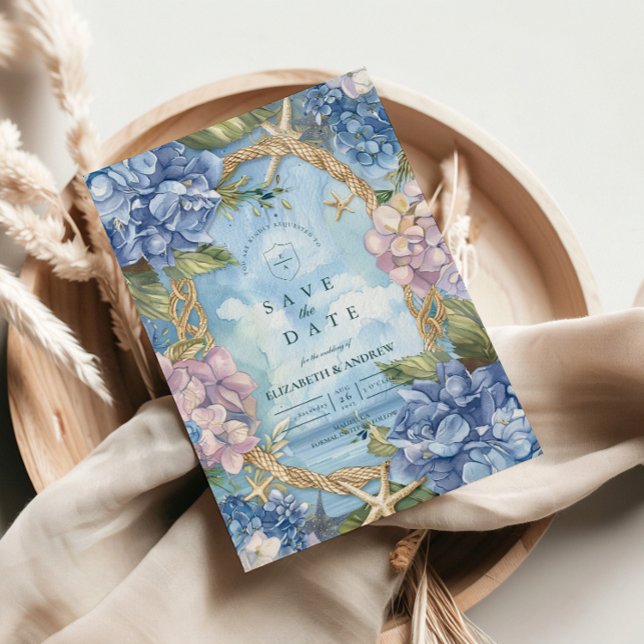 Reserva La Fecha Boda con Cuerda Costera Hortensia Azul (Subido por el creador)