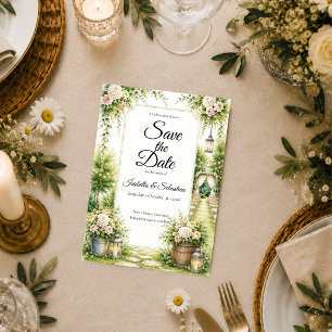 Reserva La Fecha Boda con elegancia de jardín secreto romántico