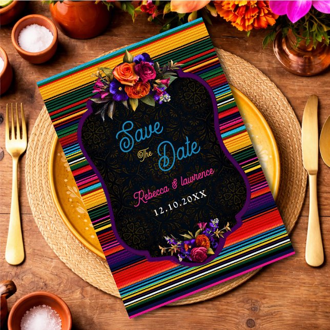 Reserva La Fecha Boda con flores mexicanas elegantes (Subido por el creador)