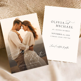 Reserva La Fecha Boda con Foto Chic de Caligrafía Moderna