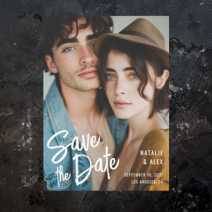 Reserva La Fecha Boda con Foto con Letra de Pincel Moderna 