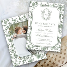 Boda con foto de cresta de chinoisería verde de sa