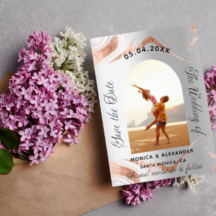 Reserva La Fecha Boda con foto de oro rosa de plata salva la fecha