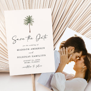Reserva La Fecha Boda con foto de palmera minimalista