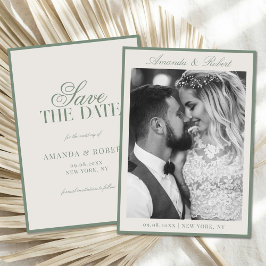 Reserva La Fecha Boda con foto elegante verde salvia al estilo del 