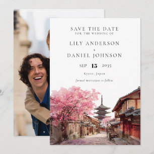 Reserva La Fecha Boda con Foto en Acuarela de Kyoto Japón