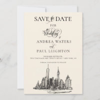 Boda con horizonte de la ciudad de Nueva York