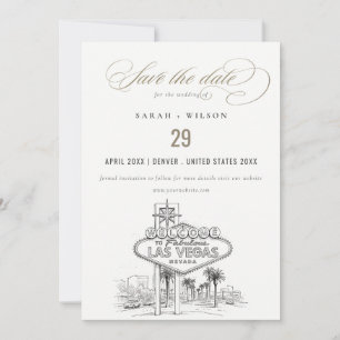 Reserva La Fecha Boda con paisaje esquemático en Las Vegas Nevada