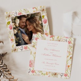 Reserva La Fecha Boda con patrón floral vintage